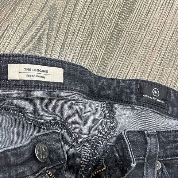 AG Adriano Goldschmied Jeans The Legging Super Skinny Distressed Black Size 27R - Picture 5 of 12